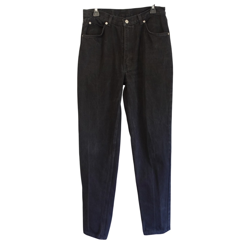 Vintage 80s Jordache Black Tapered Leg Jeans Mens 34M Made in USA Cotton Logo